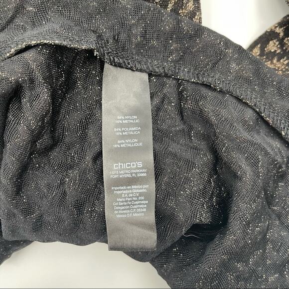 CHICO’S TRAVELERS Animal Print Cardigan Evening Wear Gold & Black Sparkle SZ XL - Picture 8 of 11